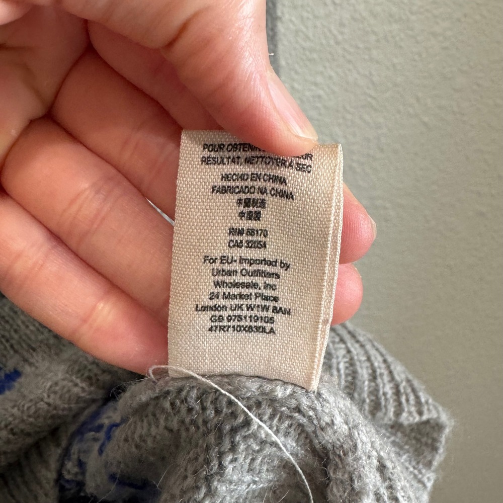 Free People Mountain Moose Zip Up Oversized Cardigan Gray Gorpcore Cabin Woods - Picture 10 of 10